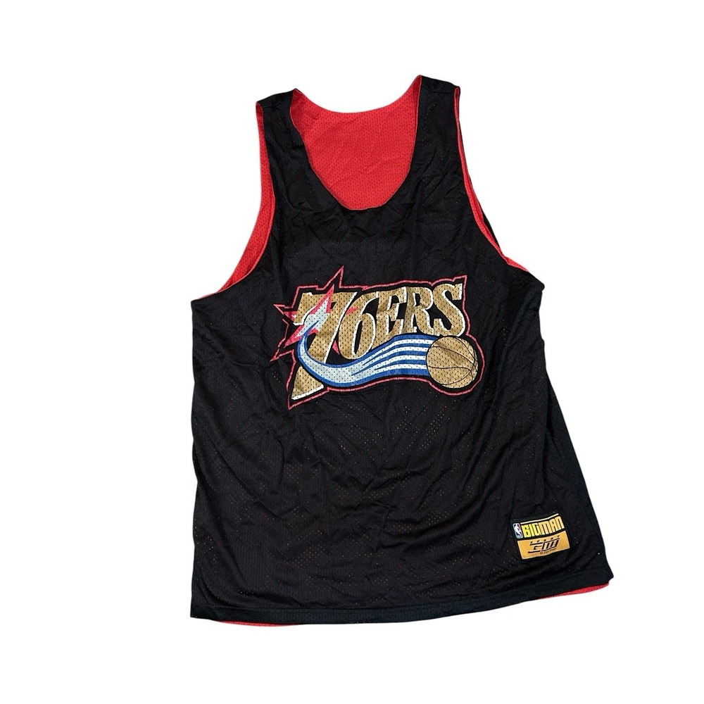 Vtg Y2K Philadelphia 76ers Reversible Jersey Bigman Sport G-III Carl Banks Mesh